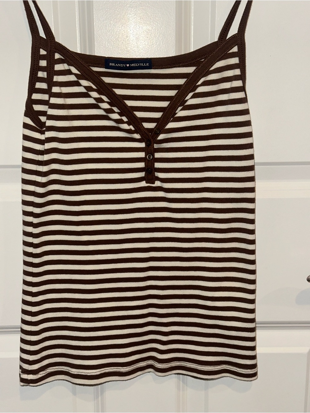 Brandy Melville Brown & Cream Striped Camisole🧸🤍
